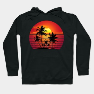 Vintage Retro Sunset Palm Tree Hoodie